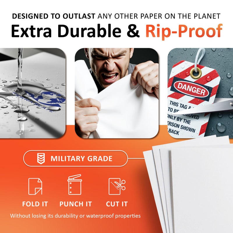 TerraSlate Premium Waterproof Printer Paper, 8 MIL 8.5 x 11 Inches, Durable & Heavy-duty paper (100 Sheets) - Image 3